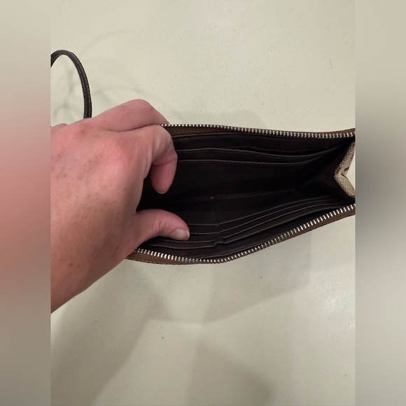 Coach Brown and Black monogram Wristlet Wallet - Picture 3 of 8